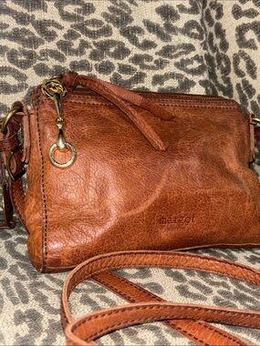 Margot crossbody brown multi pocket soft  leather adjustable small minimal purse